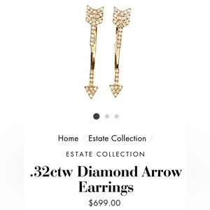 Modern design 14kt rose gold diamond arrow earrings